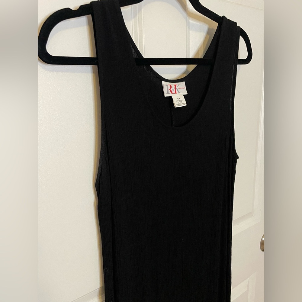 R&K Originals Black Maxi Dress Sleeveless Side Slit 14 Rayon - Picture 3 of 7